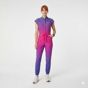 Figs Rafaela Ombré Pink and Purple Scrub Jumpsuit XXL Scurbs